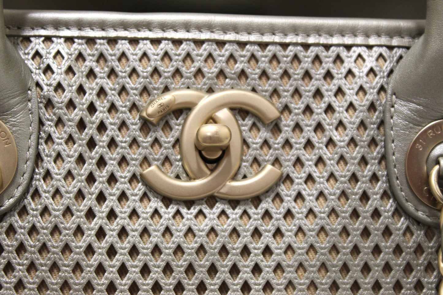 Chanel Grey Perforated Leather Up In The Air Convertible Tote