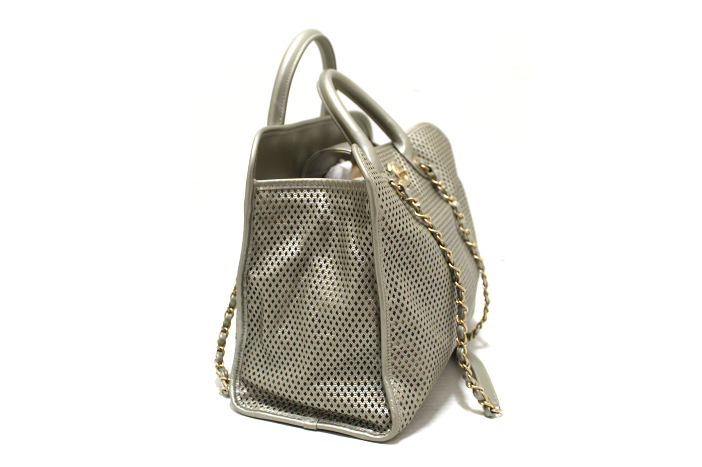 Chanel Grey Perforated Leather Up In The Air Convertible Tote