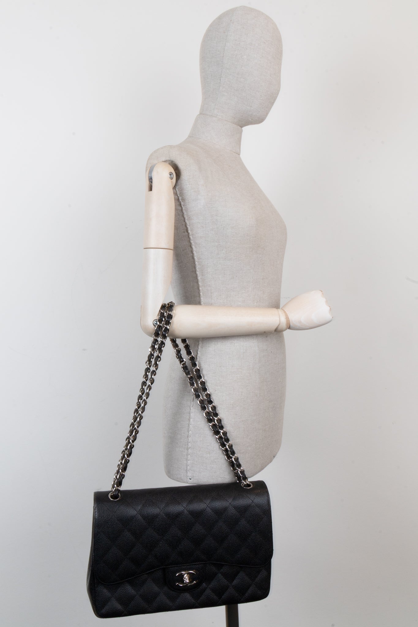 CHANEL Double Flap Bag Large Caviar Black