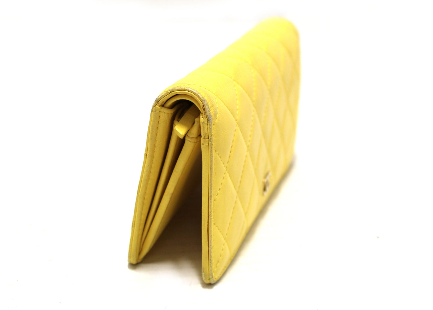 Chanel Yellow Quilted Lambskin Leather Wallet
