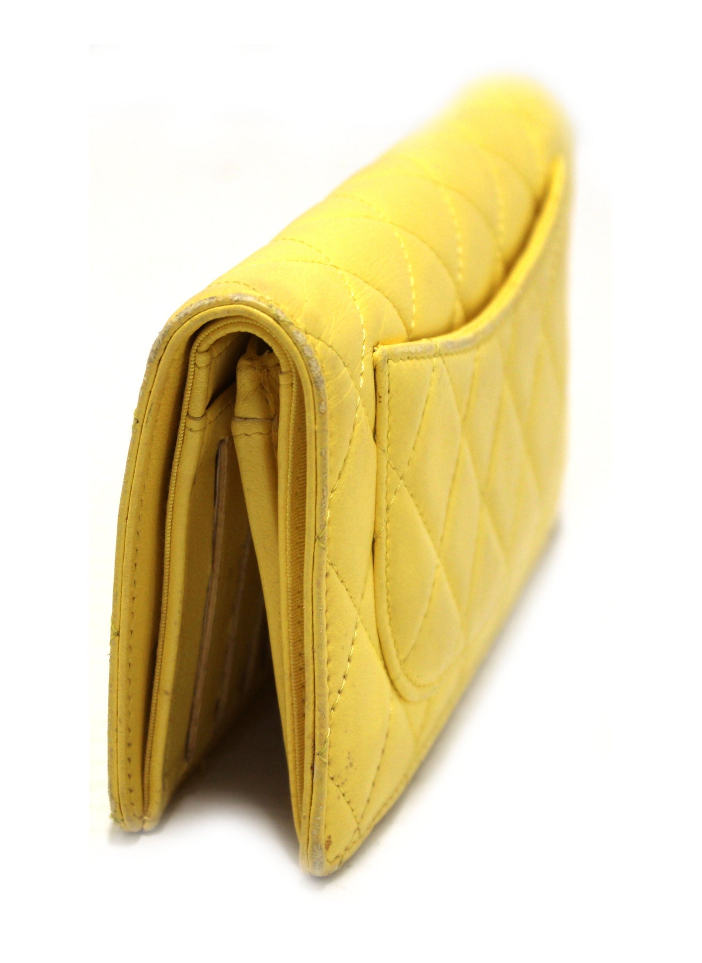 Chanel Yellow Quilted Lambskin Leather Wallet