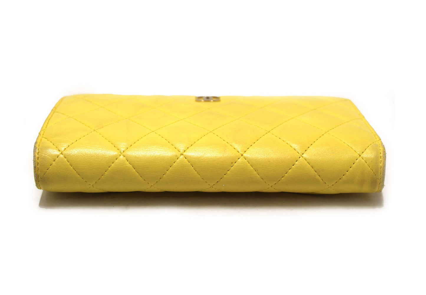Chanel Yellow Quilted Lambskin Leather Wallet
