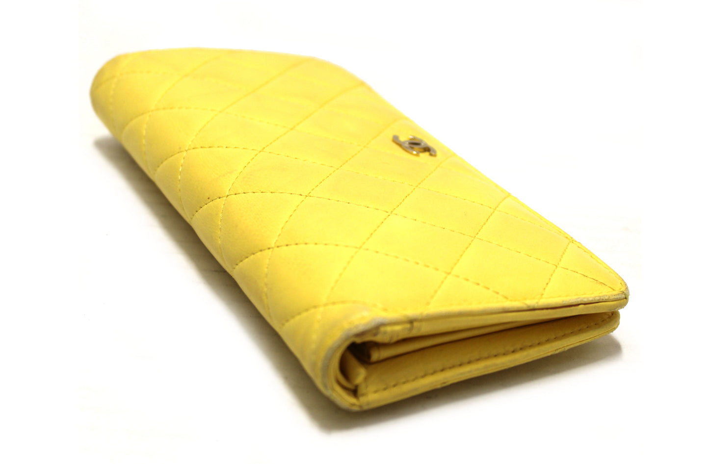 Chanel Yellow Quilted Lambskin Leather Wallet