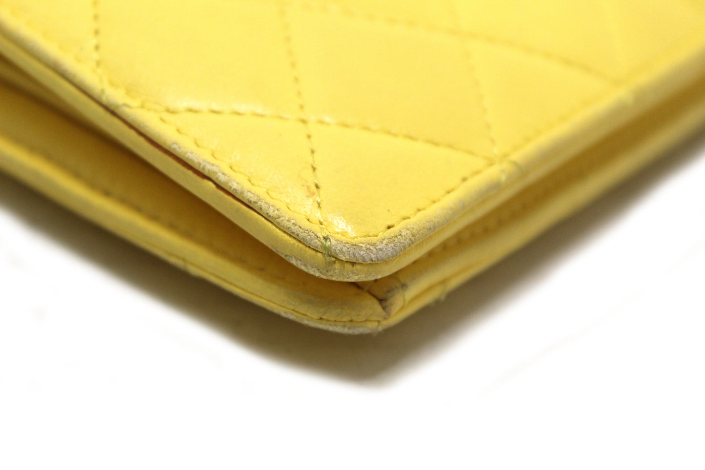 Chanel Yellow Quilted Lambskin Leather Wallet