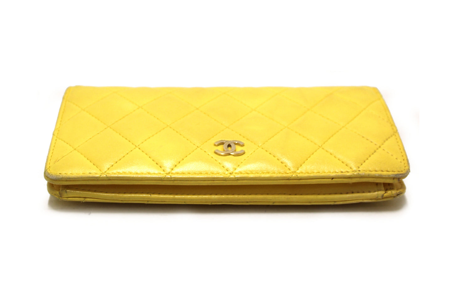 Chanel Yellow Quilted Lambskin Leather Wallet