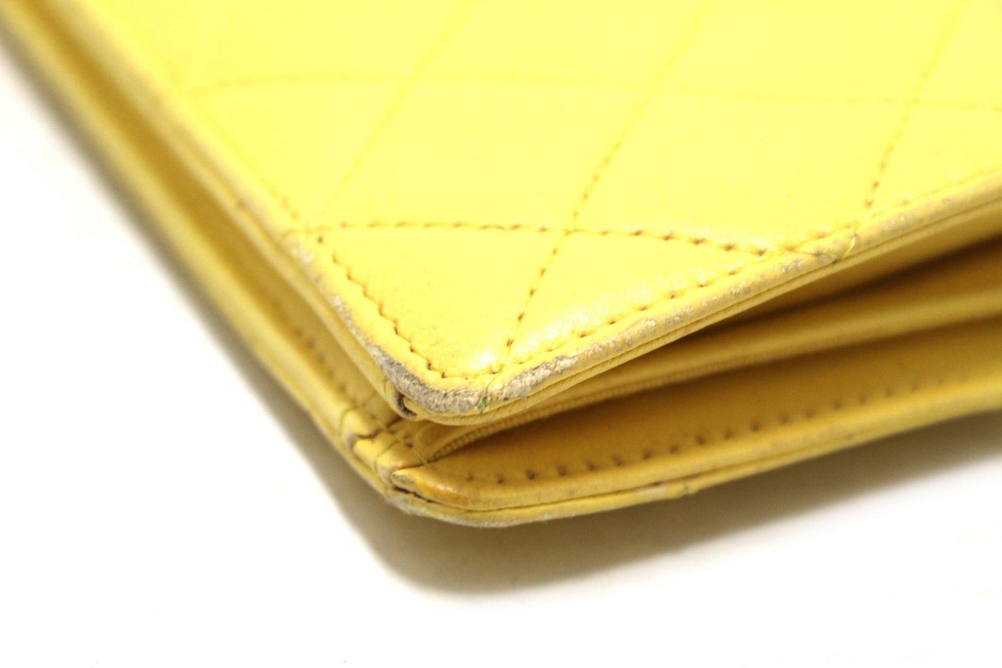 Chanel Yellow Quilted Lambskin Leather Wallet