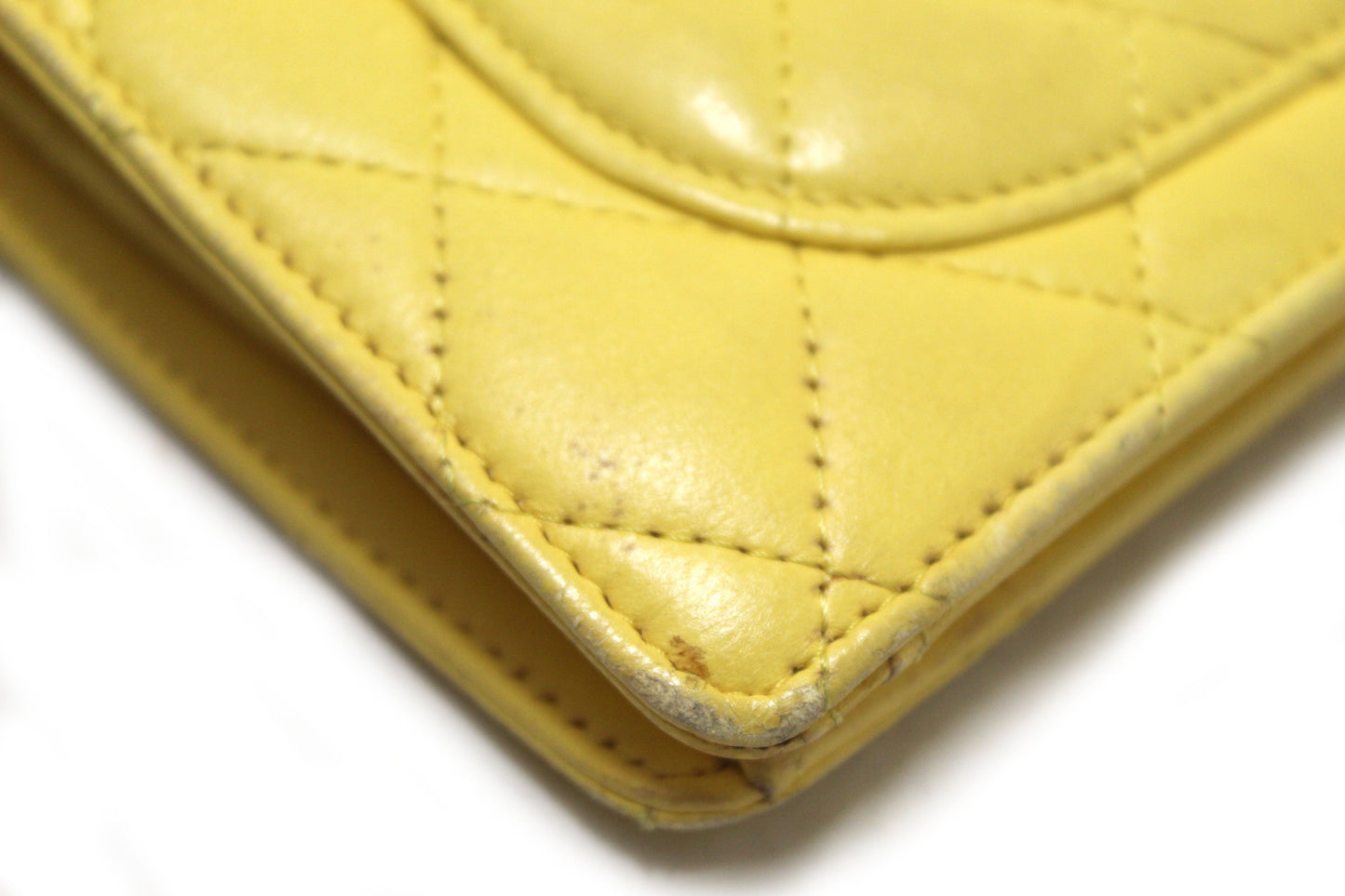 Chanel Yellow Quilted Lambskin Leather Wallet
