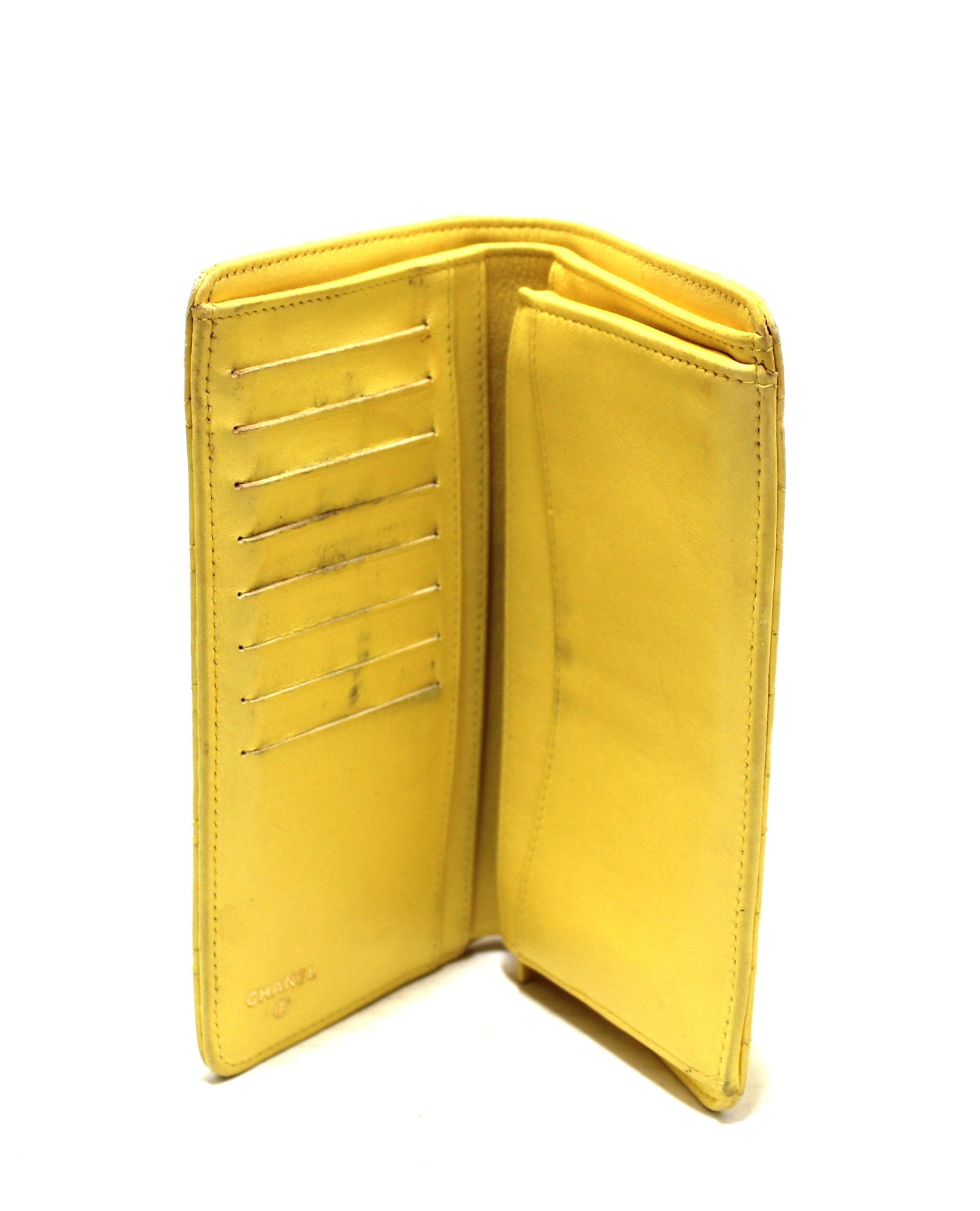 Chanel Yellow Quilted Lambskin Leather Wallet