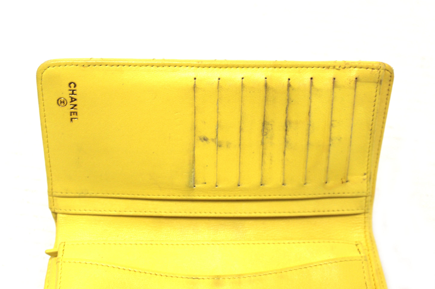 Chanel Yellow Quilted Lambskin Leather Wallet