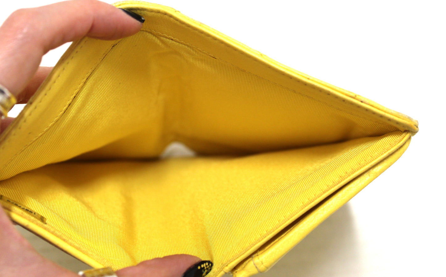 Chanel Yellow Quilted Lambskin Leather Wallet