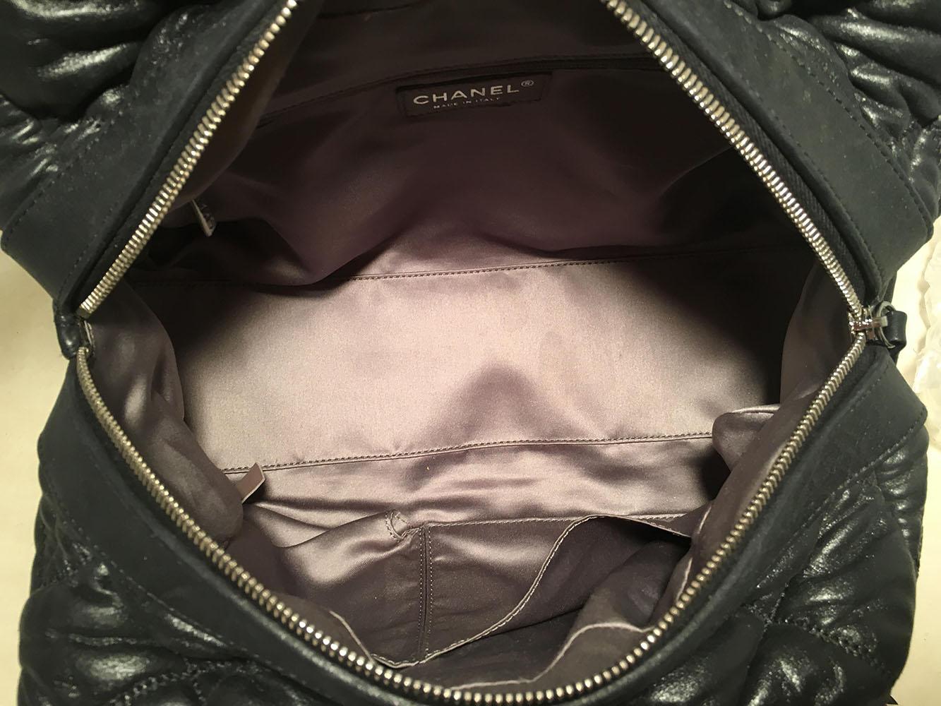 Top Quality Chanel Dark Gray Quilted Puffy Leather Shoulder Bag Tote