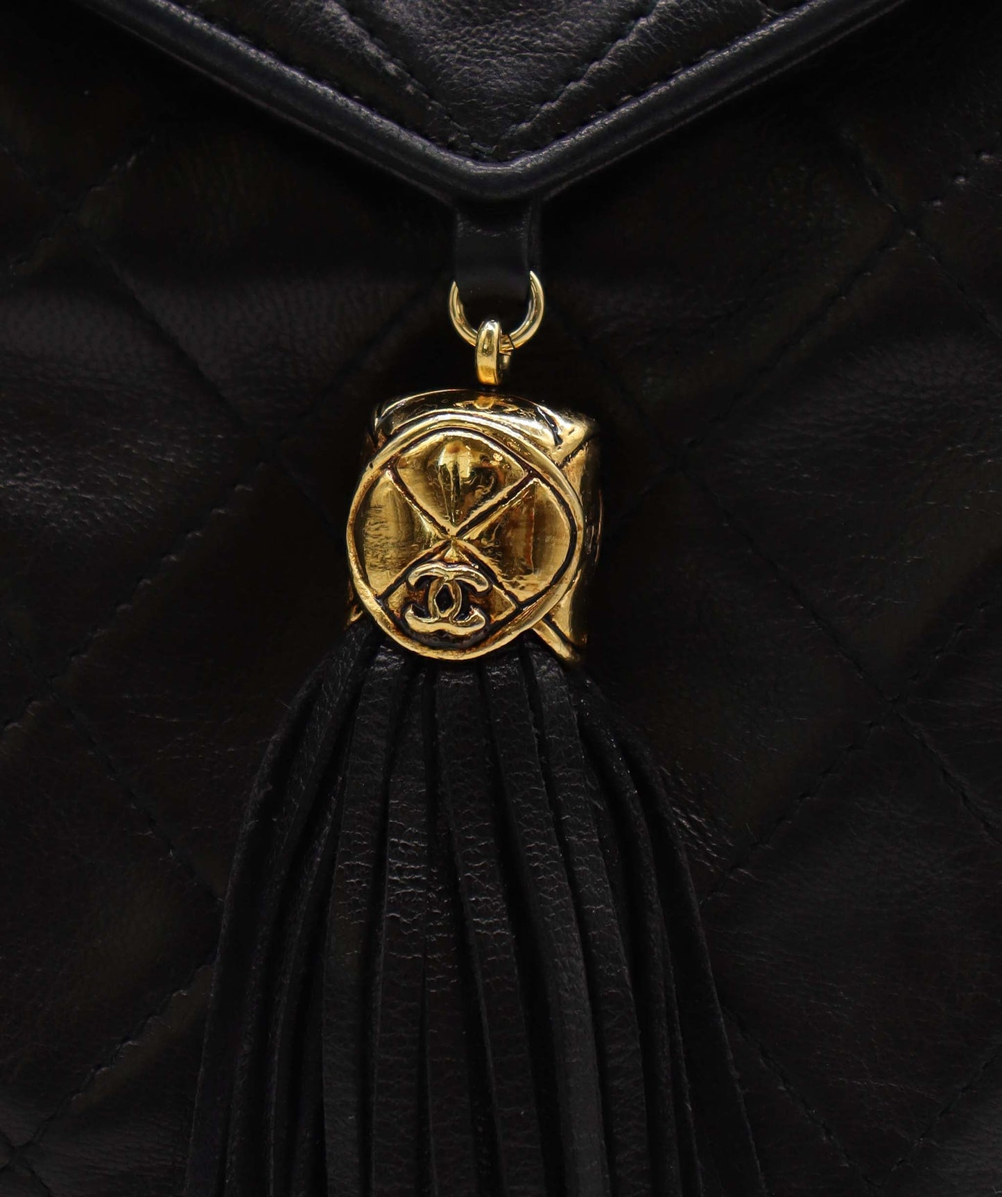 Chanel Fringe Chain S Black Lambskin C25011631 ASC5851
