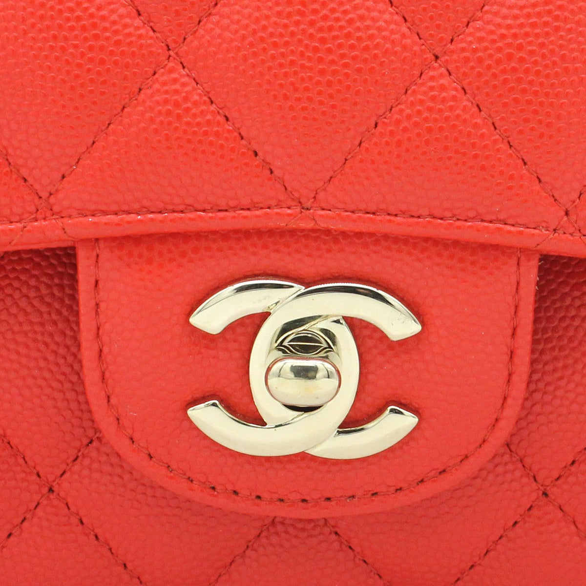 Chanel Red Quilted Caviar Leather Classic Double Flap Bag