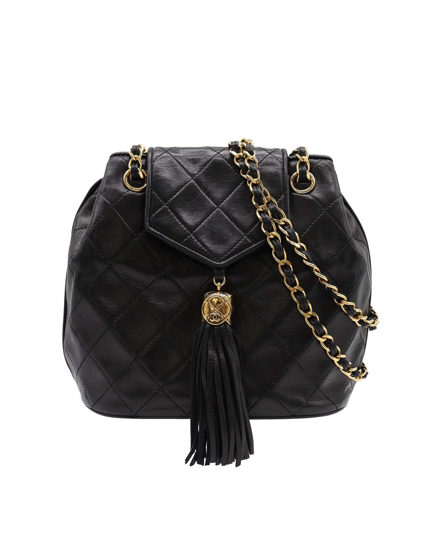 Chanel Fringe Chain S Black Lambskin C25011631 ASC5851