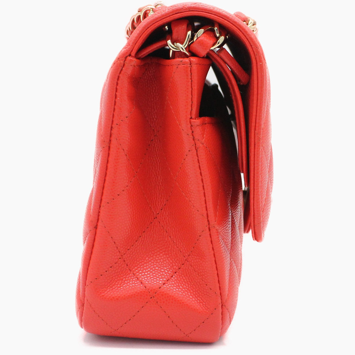 Chanel Red Quilted Caviar Leather Classic Double Flap Bag
