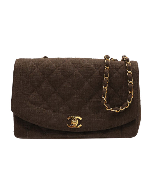 Chanel Diana Flap Bag Brown Fabric C24040084 ASC5872