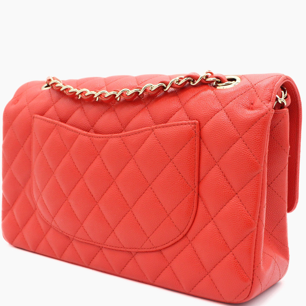 Chanel Red Quilted Caviar Leather Classic Double Flap Bag