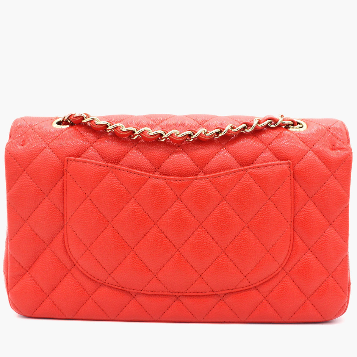 Chanel Red Quilted Caviar Leather Classic Double Flap Bag