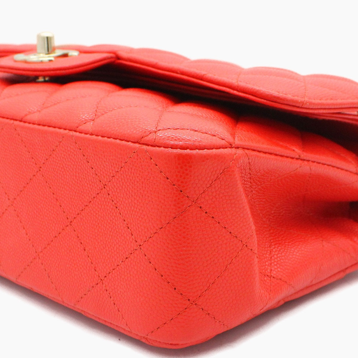 Chanel Red Quilted Caviar Leather Classic Double Flap Bag