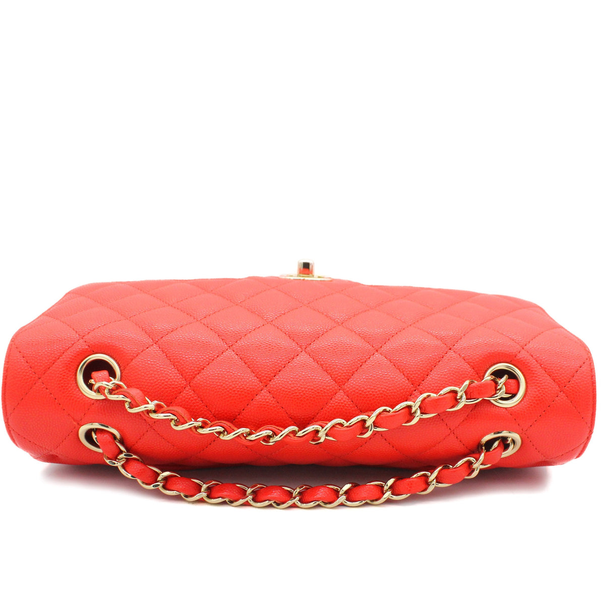 Chanel Red Quilted Caviar Leather Classic Double Flap Bag