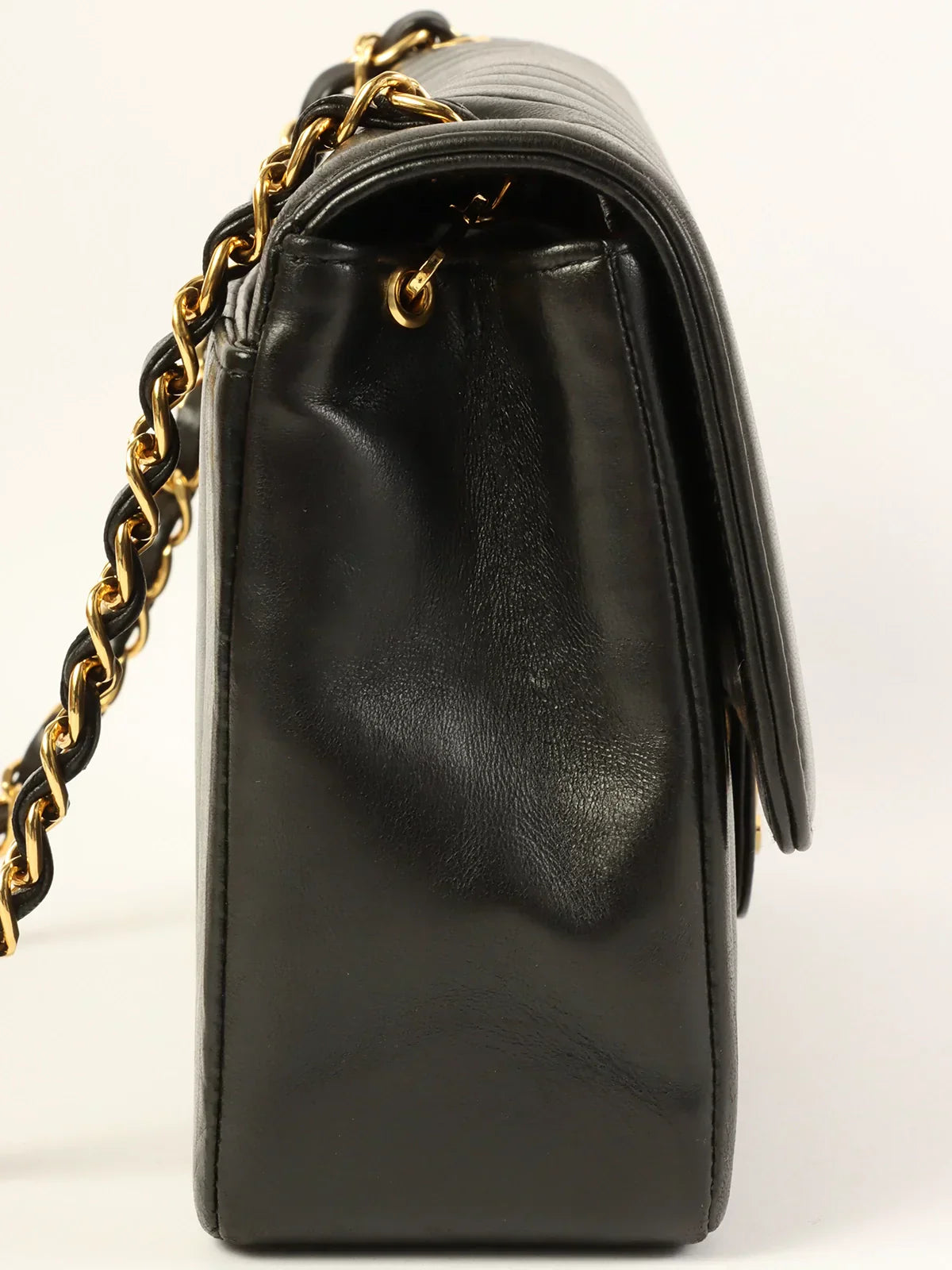 CHANEL Around 1992 Made Mademoiselle Stitch Turn-Lock Chain Bag Black