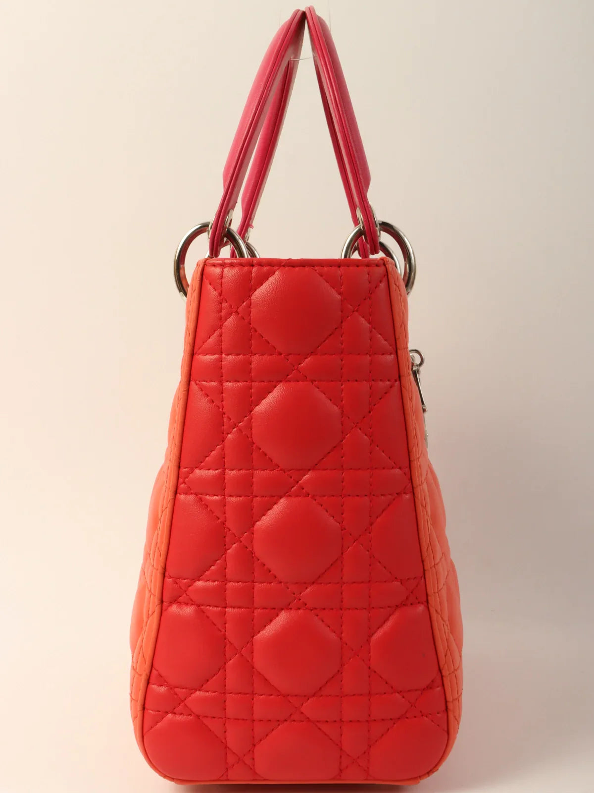 DIOR Cannage Stitch Lady  2Way Bag Orange/Pink