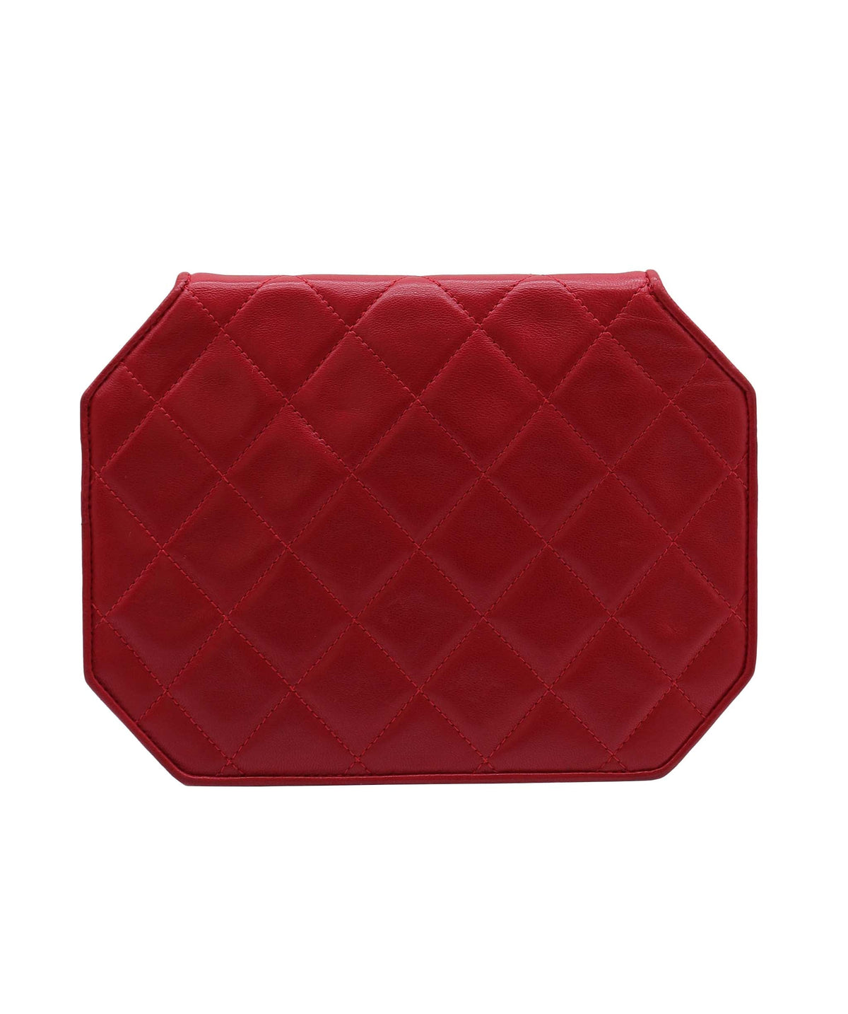 Chanel Octagon Flap B Red Lambskin C25012096 ASC5860