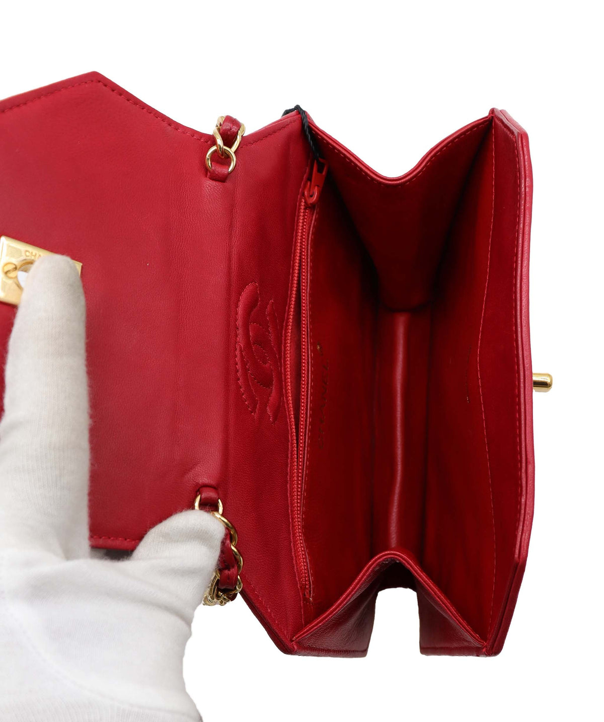 Chanel Octagon Flap B Red Lambskin C25012096 ASC5860