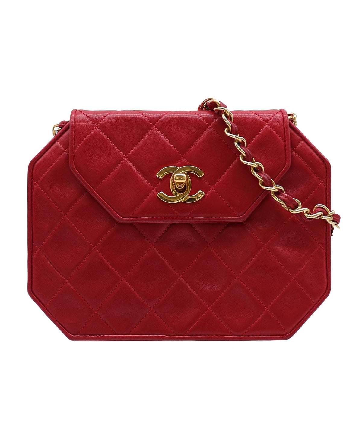 Chanel Octagon Flap B Red Lambskin C25012096 ASC5860