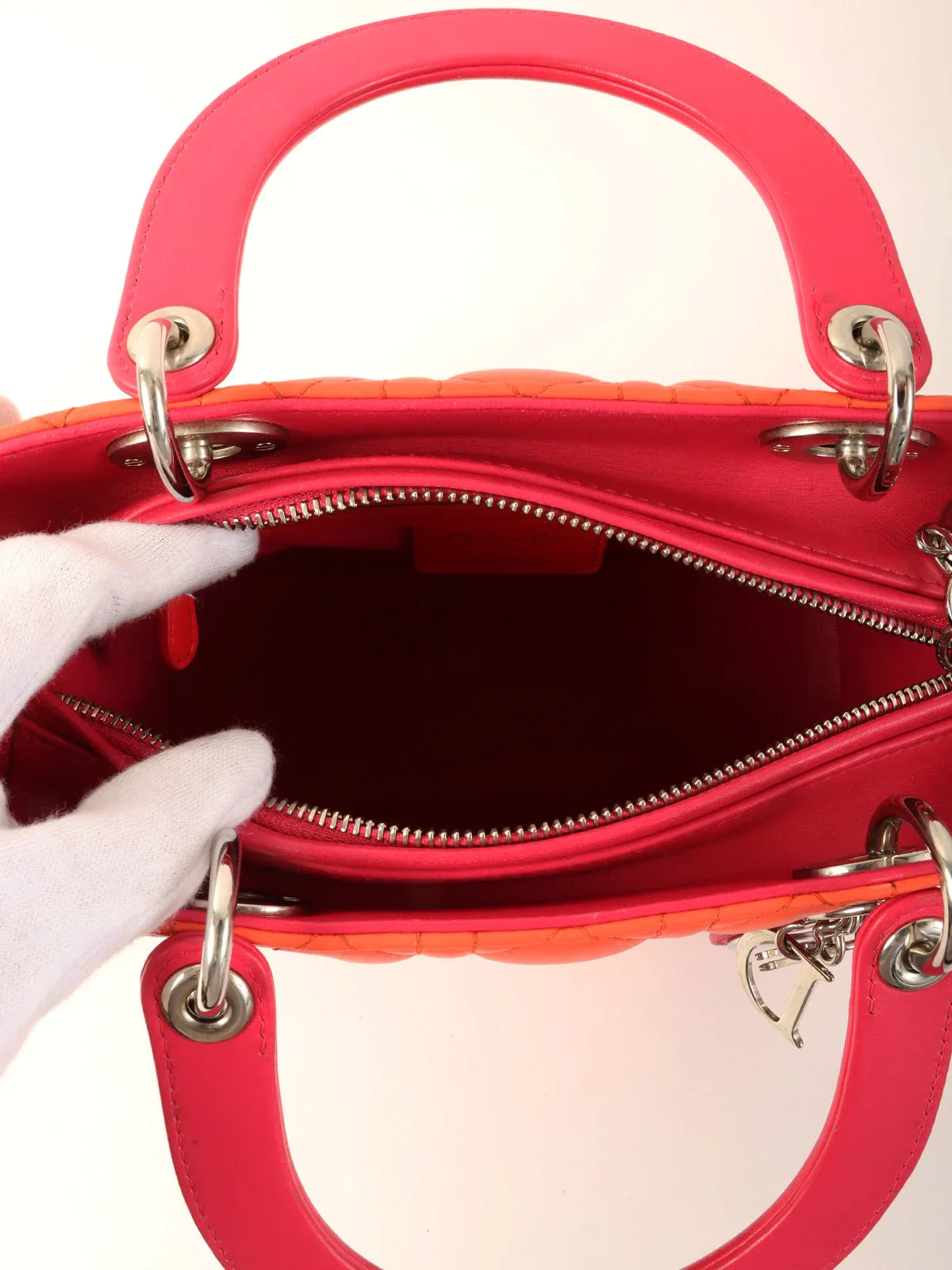 DIOR Cannage Stitch Lady  2Way Bag Orange/Pink