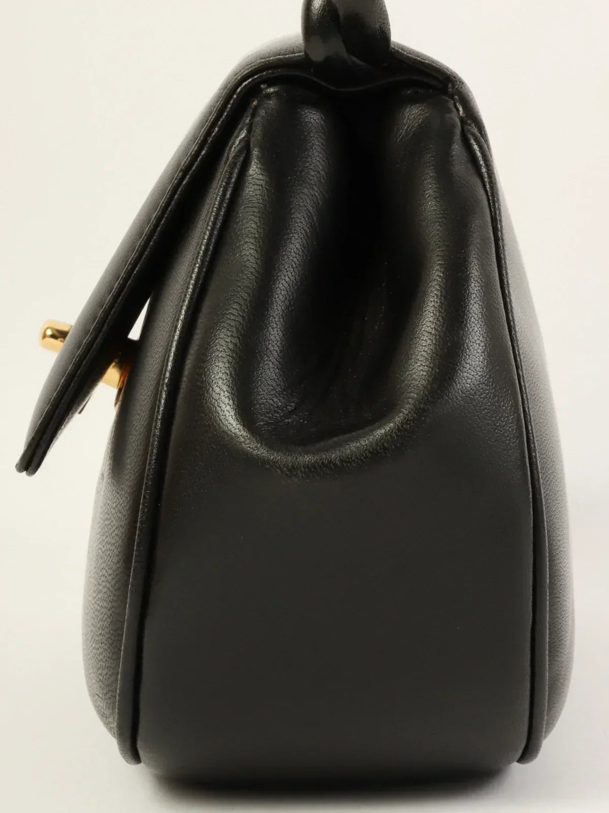 CHANEL Around 1997 Made Turn-Lock Twist Top Handle Bag Black