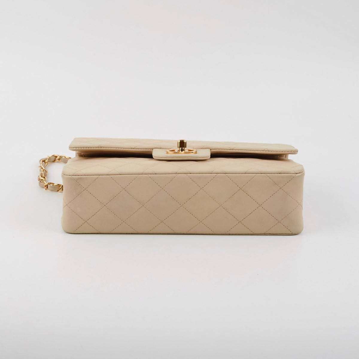 Chanel Small Vintage Double Flap Lambskin Beige