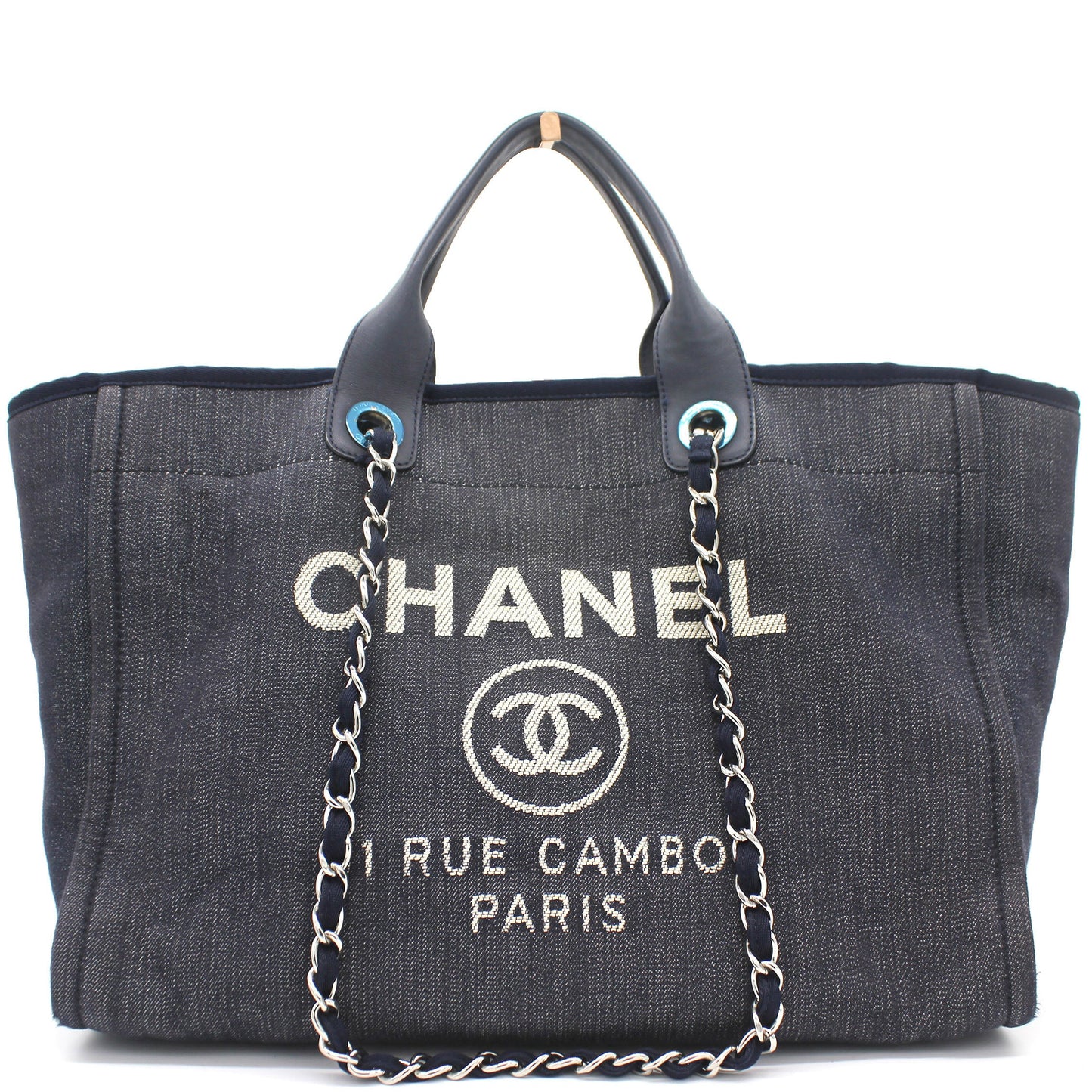 Chanel Denim Medium Deauville Tote Dark Blue