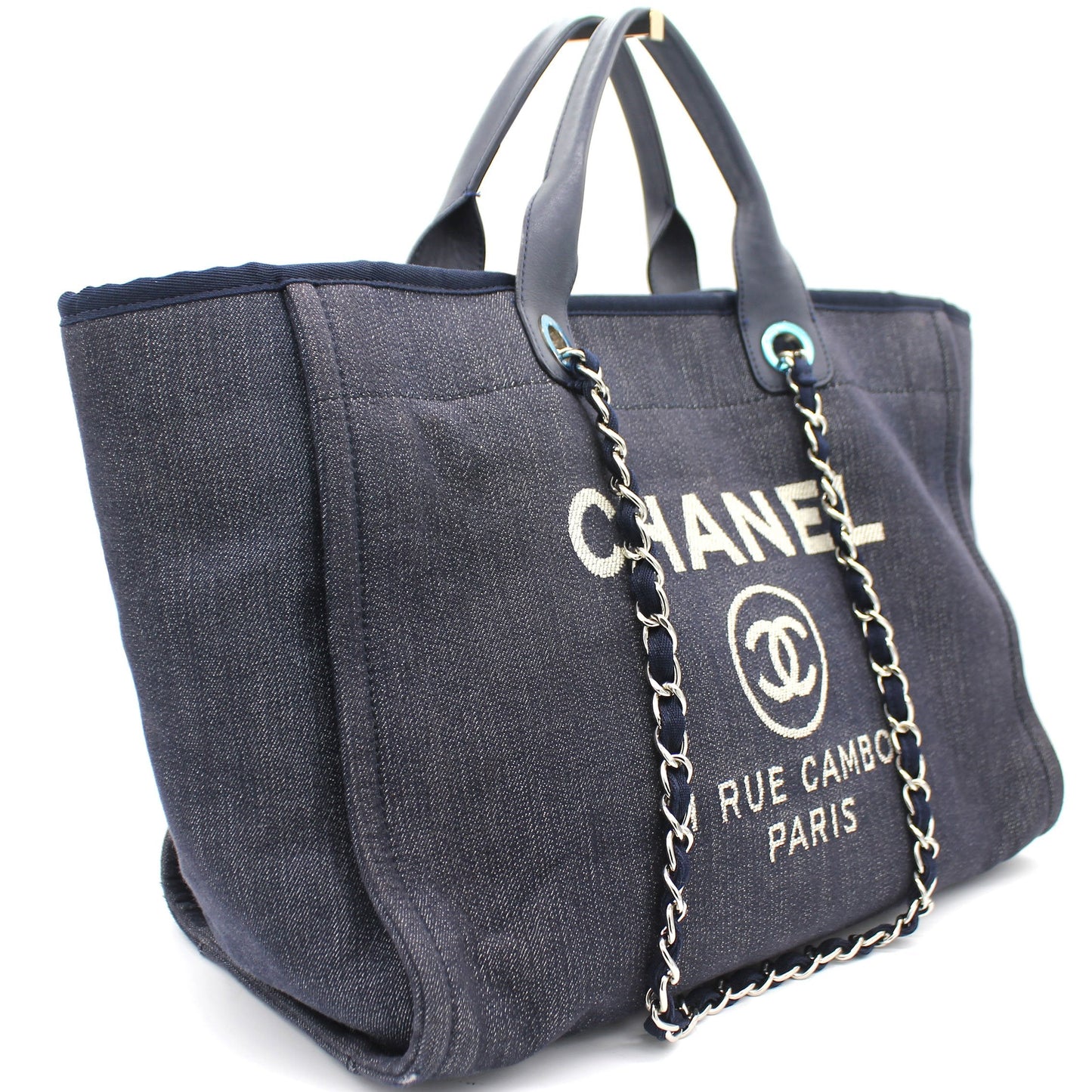 Chanel Denim Medium Deauville Tote Dark Blue