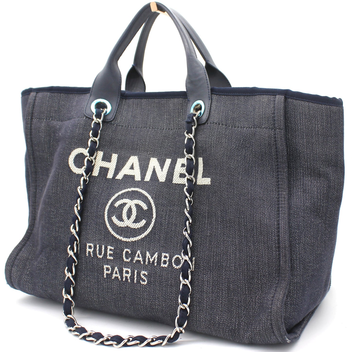 Chanel Denim Medium Deauville Tote Dark Blue