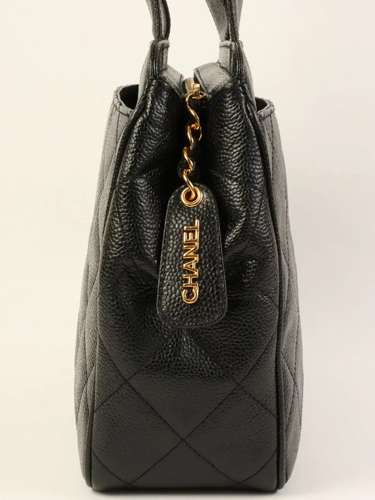 CHANEL Around 1997 Made Turn-Lock Shoulder Bag Black