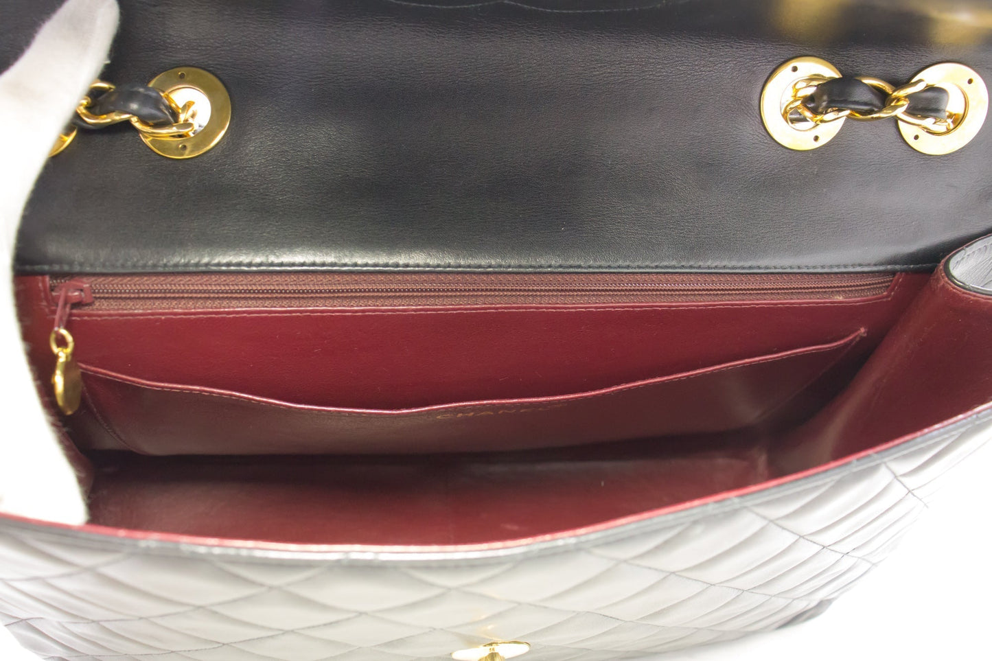 Top Quality Chanel Jumbo 13" Maxi 2.55 New Chain Shoulder Bag Black Lambskin