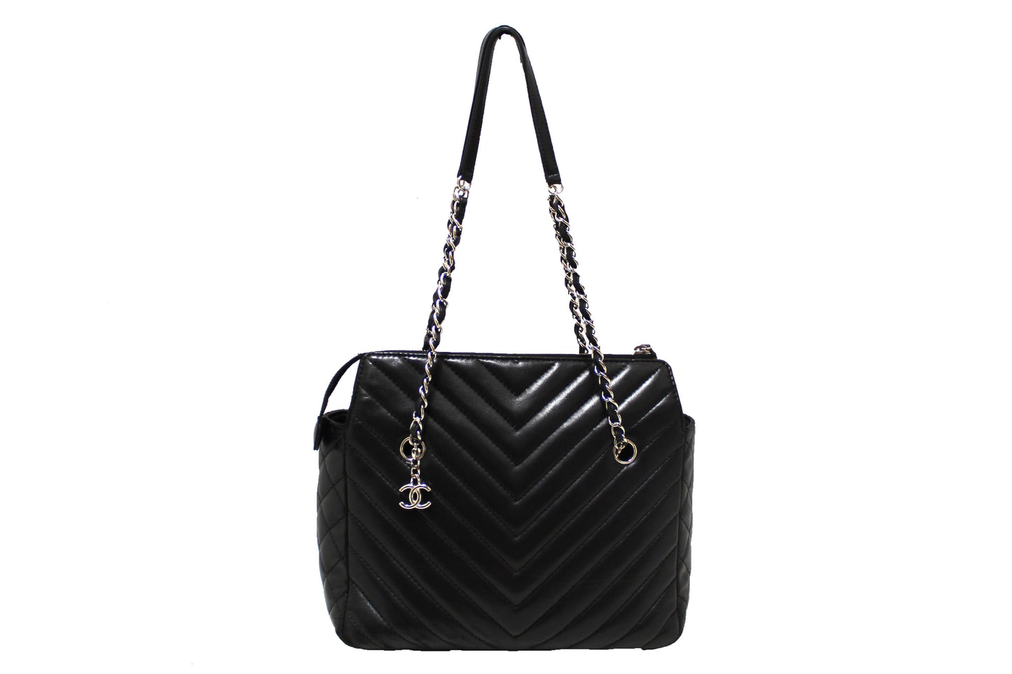 Chanel Black Chevron Lambskin Surpique Small Tote