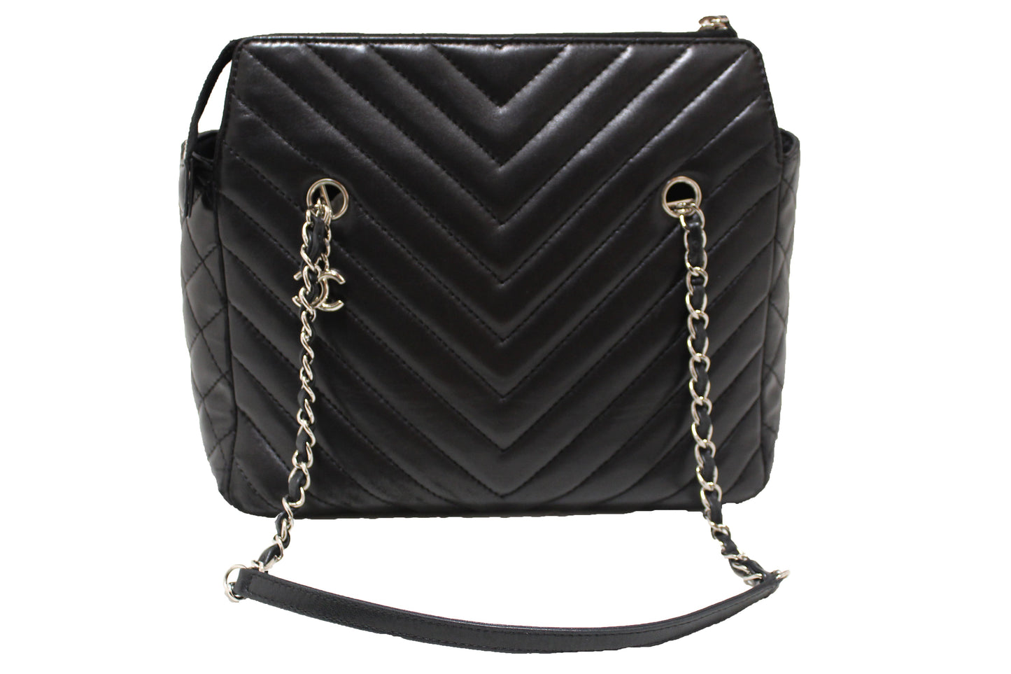 Chanel Black Chevron Lambskin Surpique Small Tote