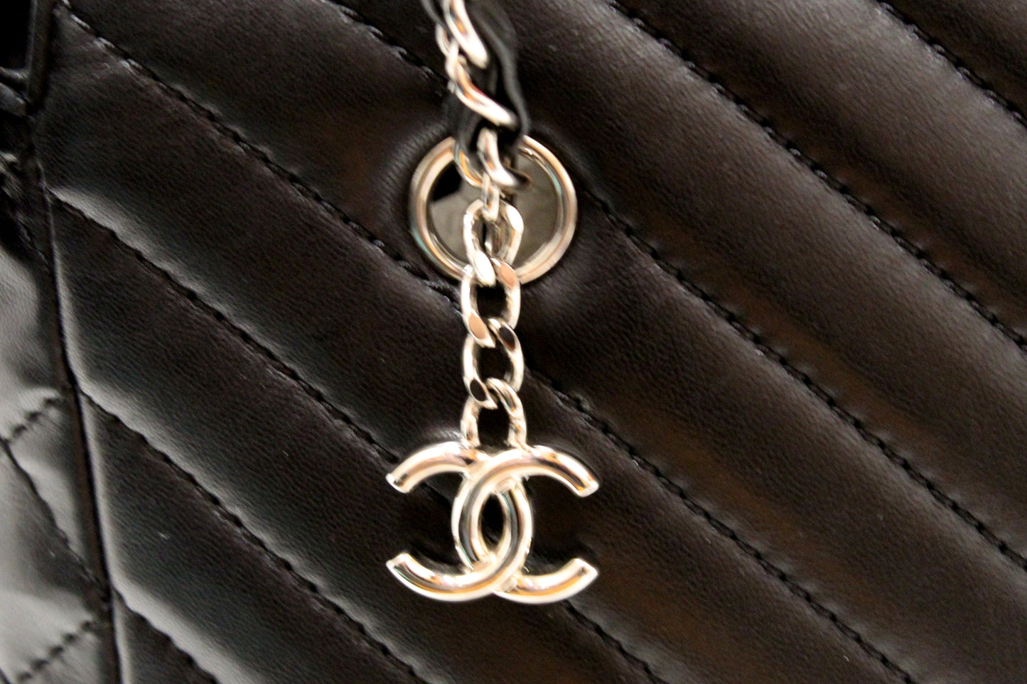 Chanel Black Chevron Lambskin Surpique Small Tote