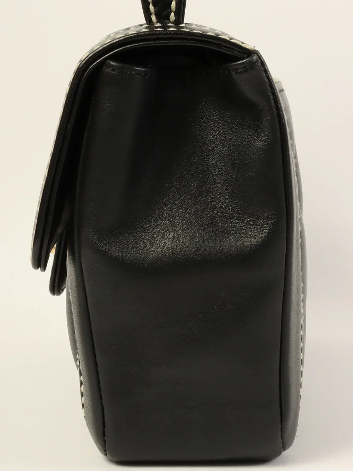 CHANEL Around 2004 Made Wild Stitch Turn-Lock Top Handle Bag Black