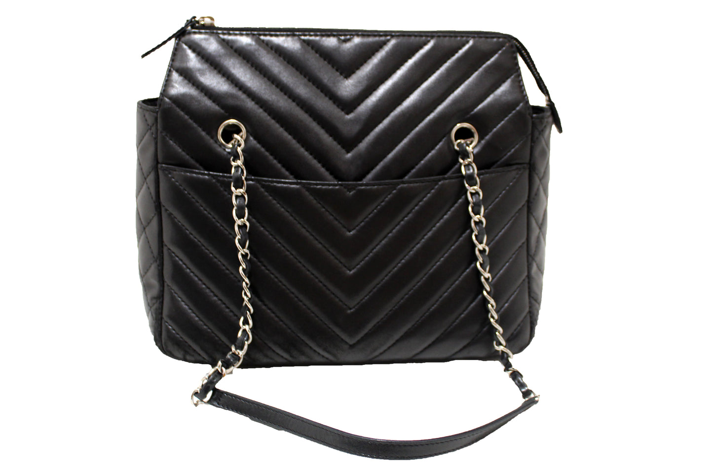 Chanel Black Chevron Lambskin Surpique Small Tote