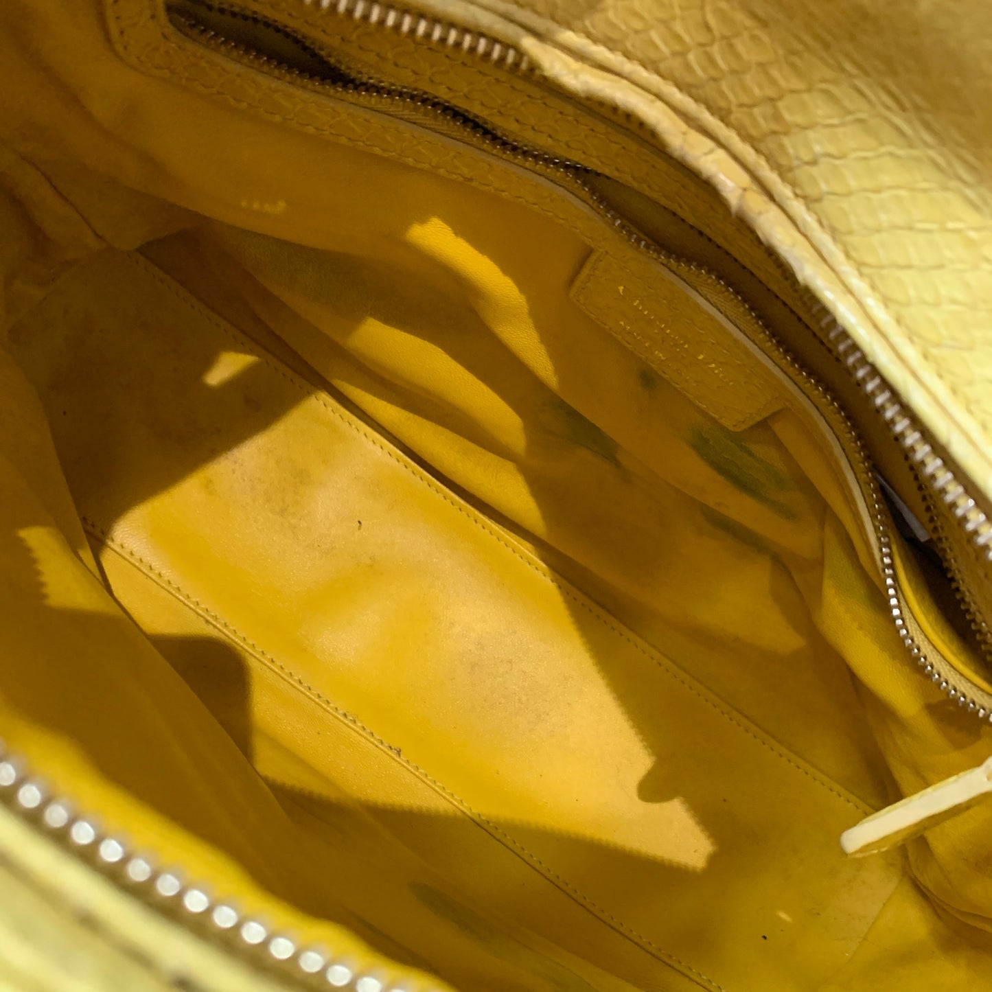 CHRISTIAN DIOR Dior Lady Bag Yellow Python Skin Leather Sku# 44452