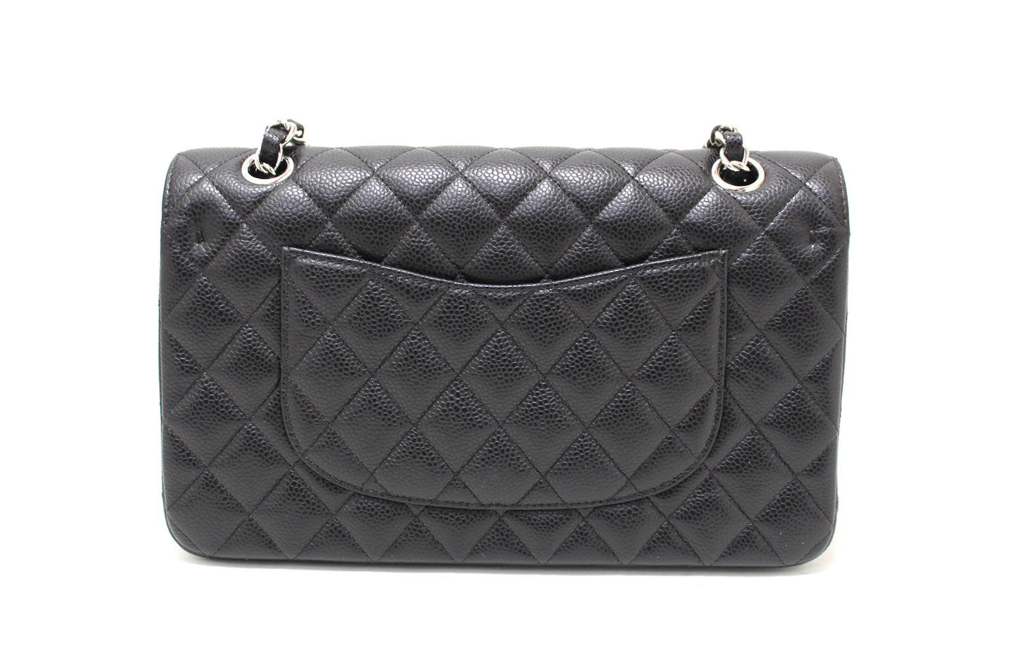 Chanel Classic Black Quilted Caviar Leather Classic Medium Double Flap Bag