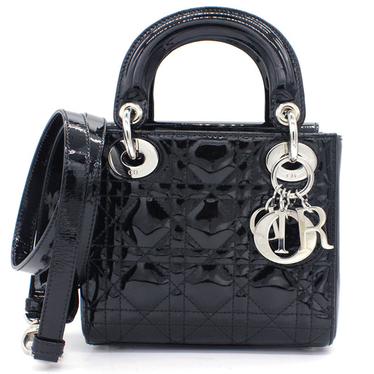 Dior Mini Lady Dior Bag in black Patent Leather
