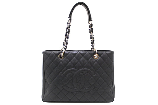 Chanel Black Quilted Caviar Leather Grand Shopper Tote Shoulder Bag