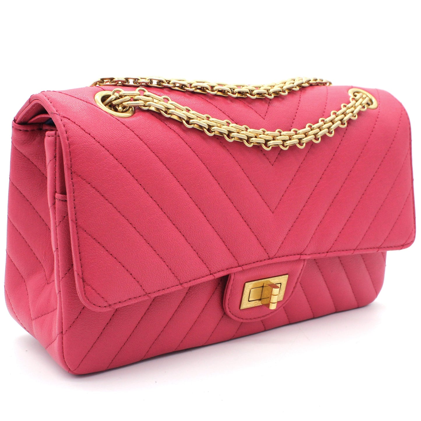 Chanel Fushia Chevron Reissue Medium Calfskin Flap Bag