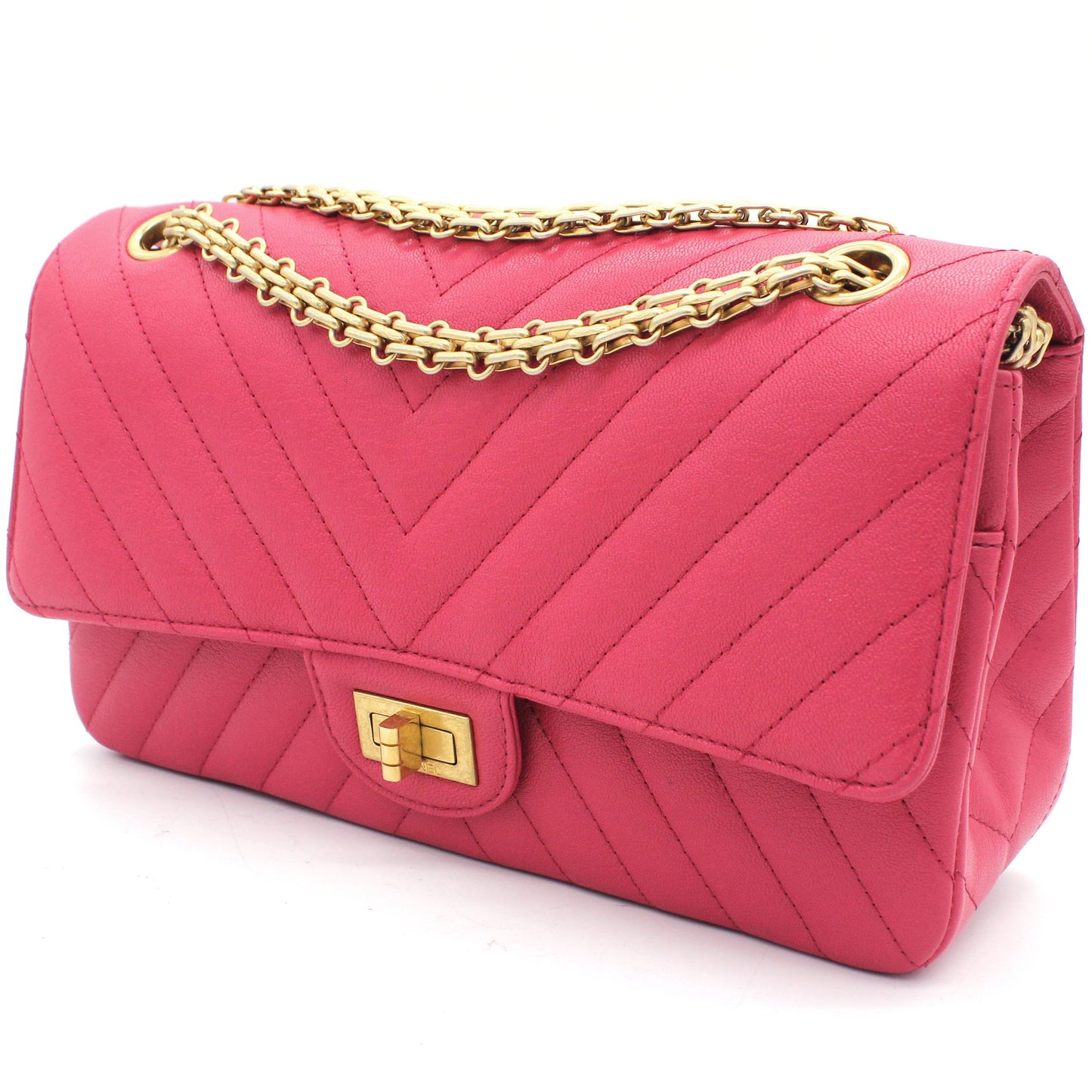 Chanel Fushia Chevron Reissue Medium Calfskin Flap Bag