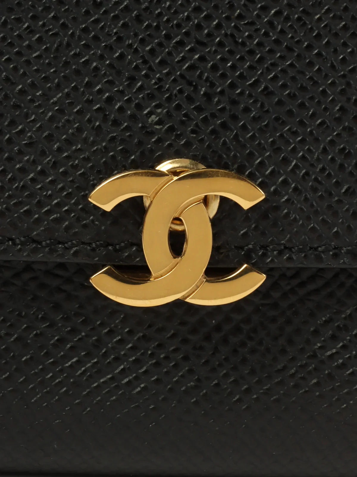 CHANEL Around 1998 Made Caviar Skin Cc Mark Plate Wallet Black