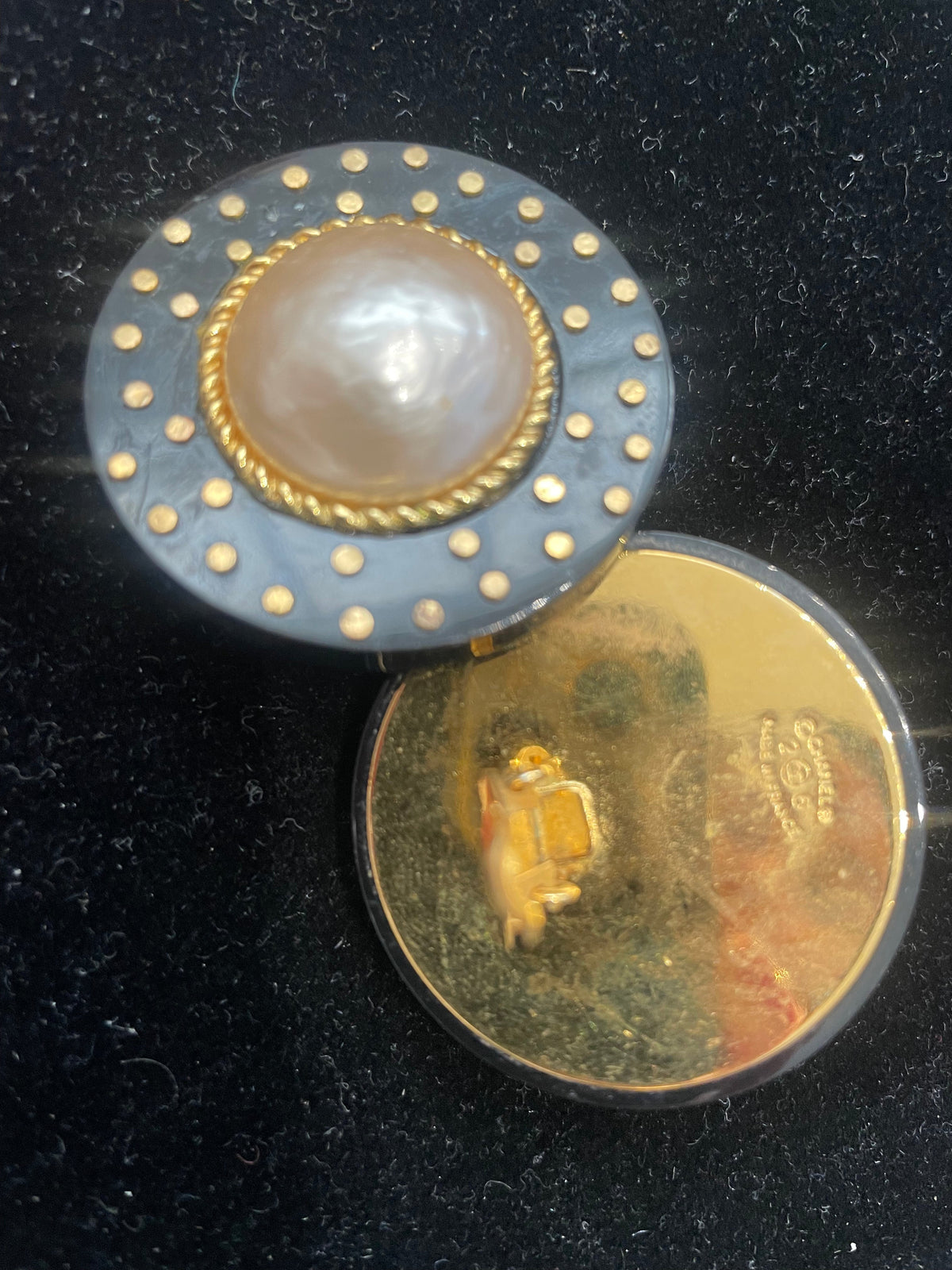 Studded Bakelite Pearl Clip-on Earrings